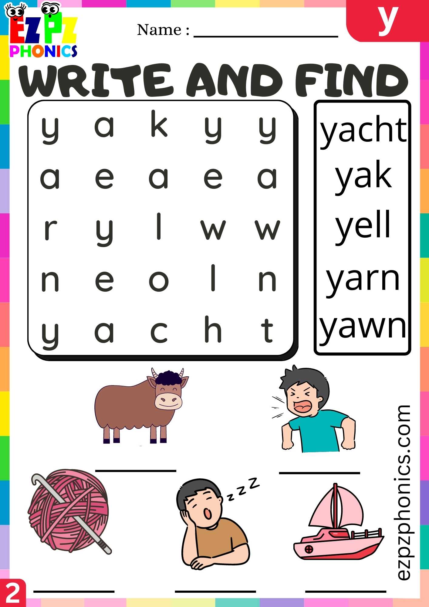 Group2 Letter Y Write And Find Beginning Sounds Worksheet